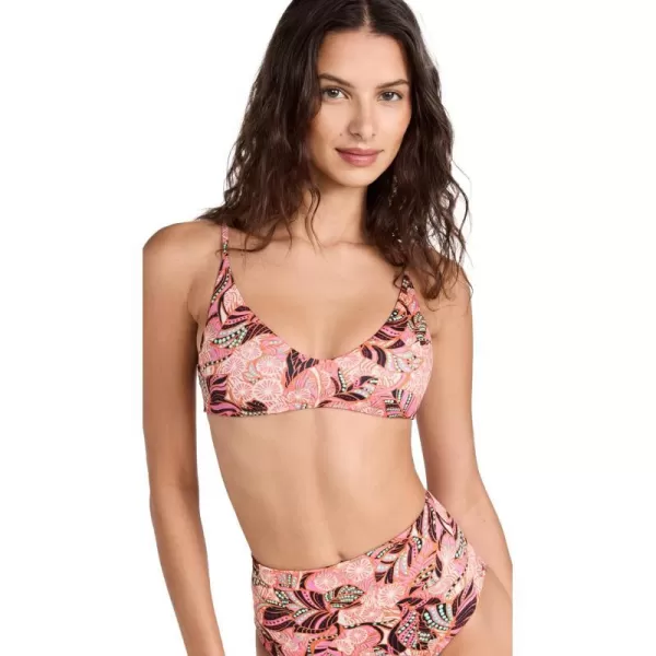 ALC Womens Cleo Scoop Bikini TopOrangeRose Multi