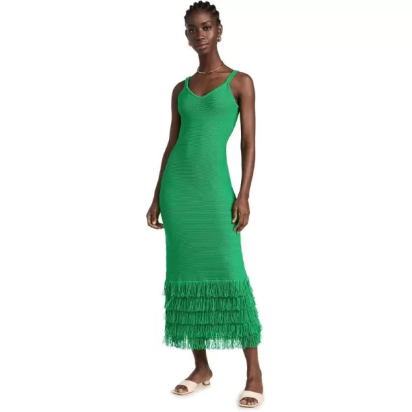 AMUR Womens Decker Fringe Midi DressSnow Pea