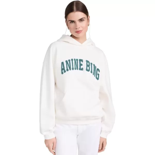 ANINE BING Womens Harvey SweatshirtIvory With Dark Sage