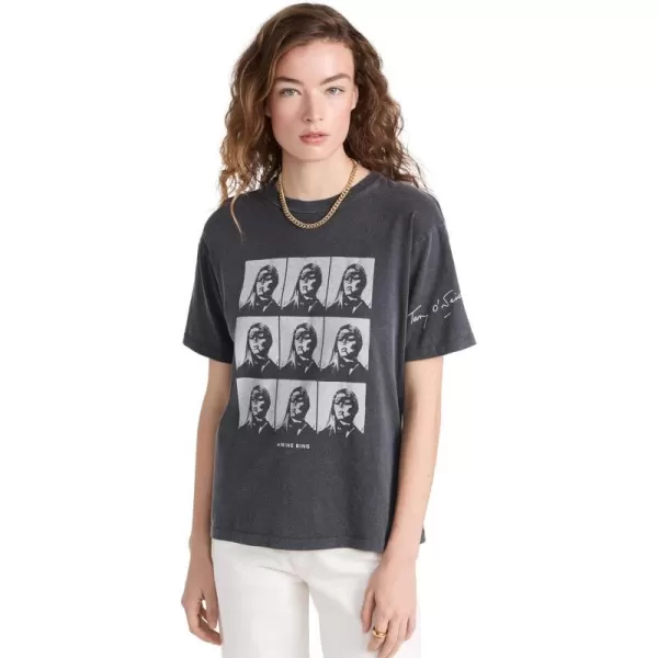 ANINE BING Womens Hudson Tee Ab X to X Brigitte Bardot FilmWashed Black