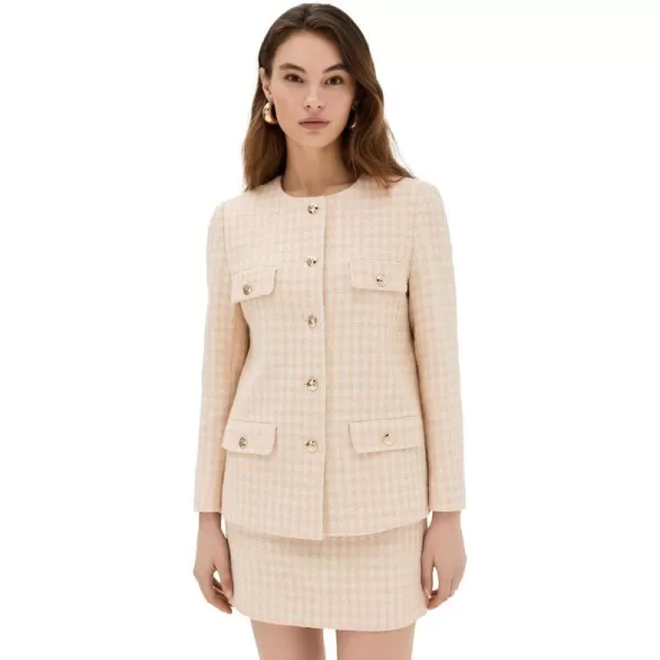 ANINE BING Womens Janet JacketCream and Peach Houndstooth