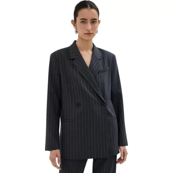 ANINE BING Womens Kaia BlazerGrey Pinstripe