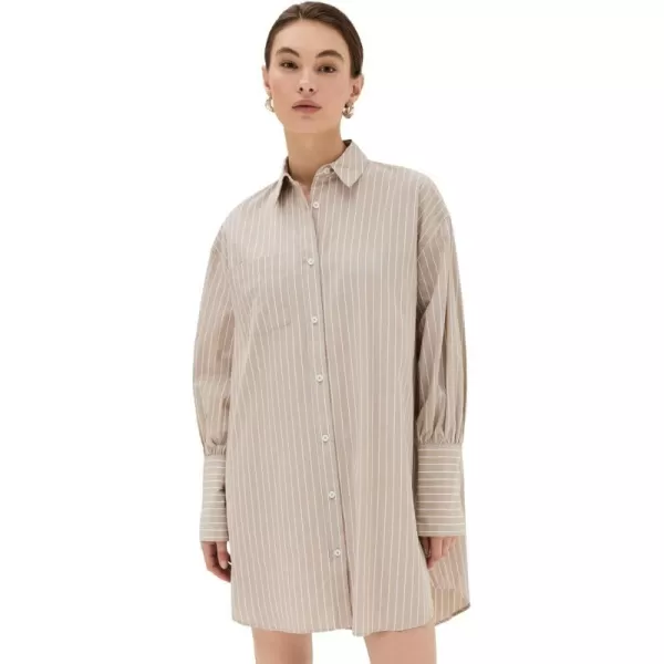 ANINE BING Womens Lake DressTaupe and White Stripe