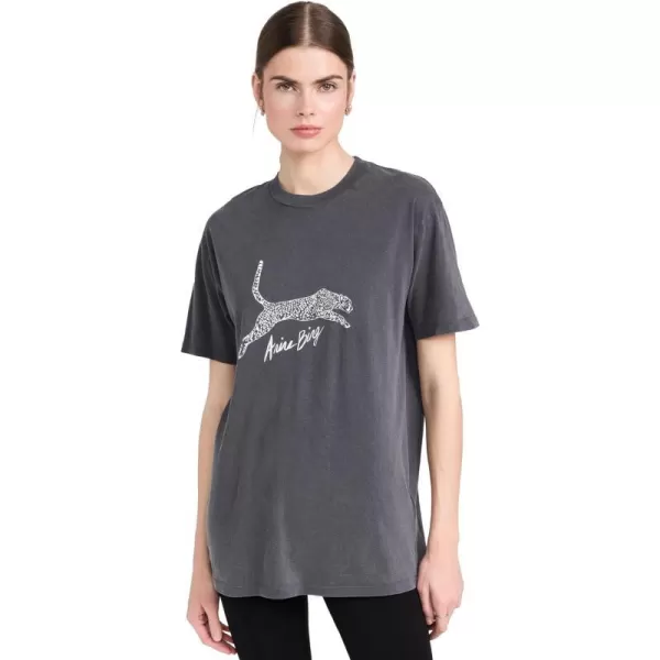 ANINE BING Womens Walker Tee Spotted LeopardWashed Black