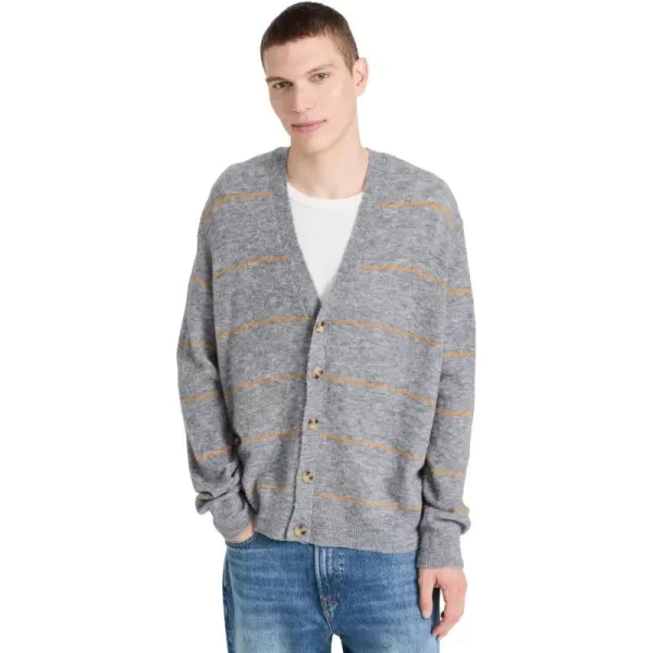 ATM Anthony Thomas Melillo Mens Alpaca Blend Striped CardiganHeather Grey Combo