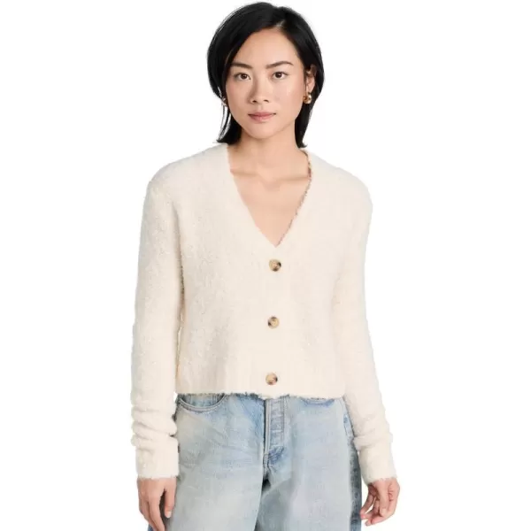 ATM Anthony Thomas Melillo Womens Wool Blend Boucle Cropped CardiganChalk