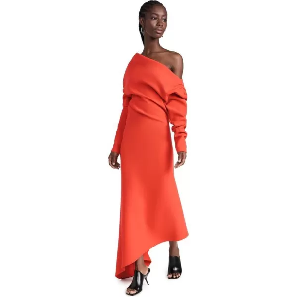 AWAKE MODE Womens Off Shoulder Asymmetric DressRed