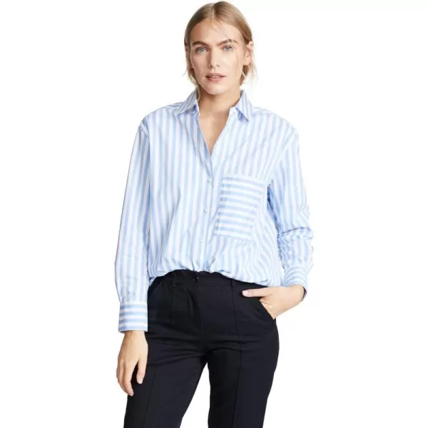 AYR Womens The Deep End Button Down ShirtBlueWhite