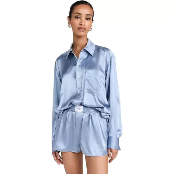 Alexander Wang Womens Button Up Boxer Short RomperDark Iris