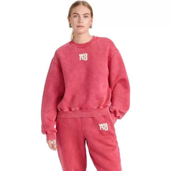 Alexander Wang Womens Essential Terry Crew Sweatshirt with Puff Paint LogoSoft Cherry