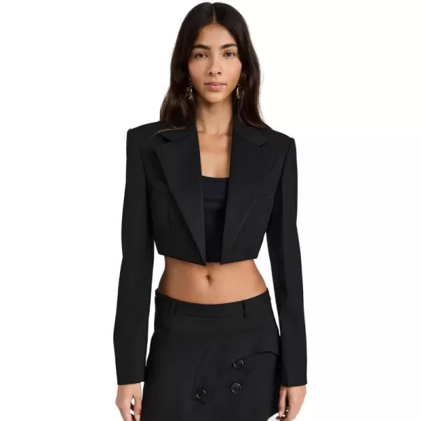 Alexander Wang Womens Tuxedo Cropped Blazer with Logo EmbroideryBlack