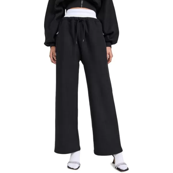 Alexander Wang Womens Wide Leg Sweatpants with Logo Elastic Exposed BriefsFaded Black