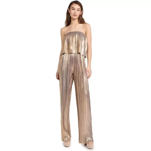 Amanda Uprichard Womens Collina Jumpsuit In PleatsGold