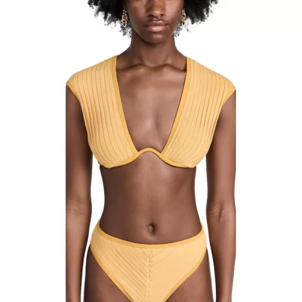 Andrea Iyamah Womens Pura High Rise Bikini TopMustard