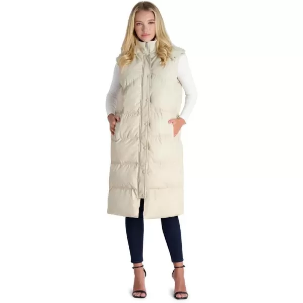 Avec Les Filles Faux Leather Maxi Puffer Vest for WomenBone