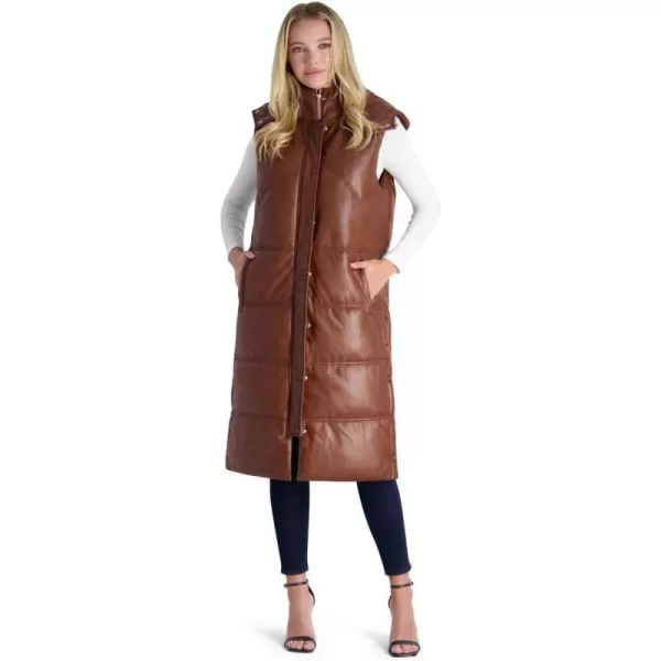 Avec Les Filles Faux Leather Maxi Puffer Vest for WomenSienna