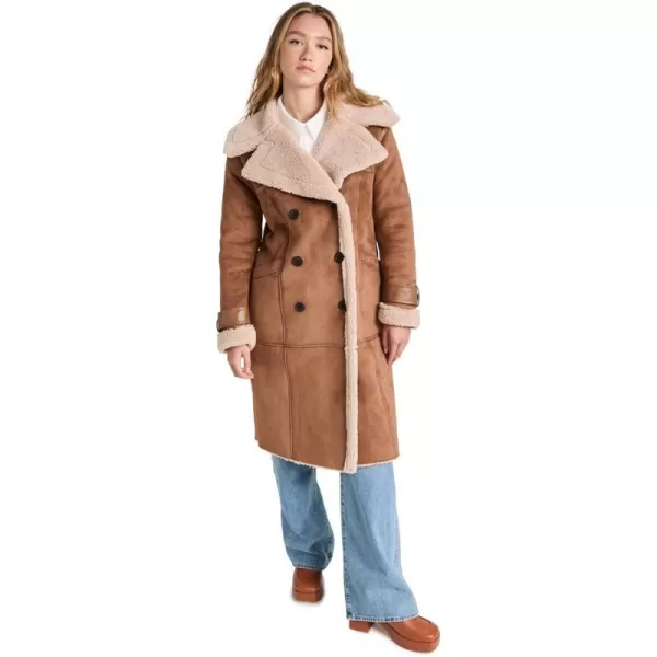 Avec Les Filles Womens Shearling CoatFawn