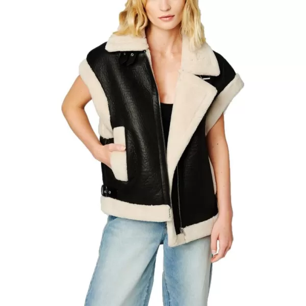 BLANKNYC Womens Vegan Leather and Sherpa VestWork It