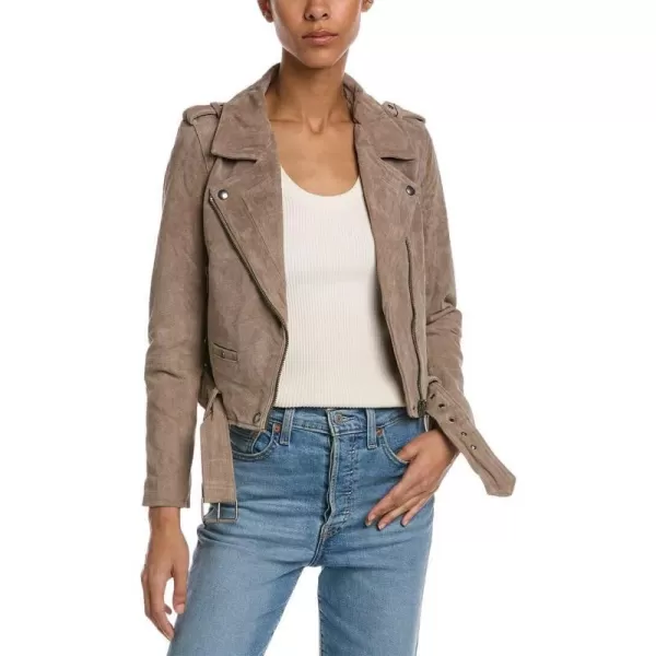 BLANKNYC womens Luxury Clothing Cropped Suede Leather Motorcycle Jackets Comfortable amp Stylish CoatsFrench Taupe