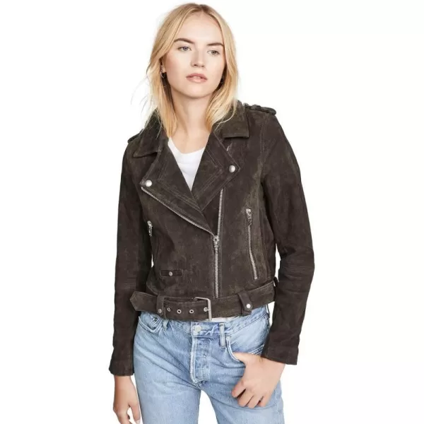 BLANKNYC womens Luxury Clothing Cropped Suede Leather Motorcycle Jackets Comfortable amp Stylish CoatsShadow Grey