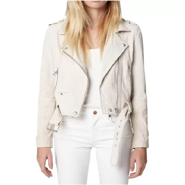 BLANKNYC womens Luxury Clothing Cropped Suede Leather Motorcycle Jackets Comfortable amp Stylish CoatsWhite Sand