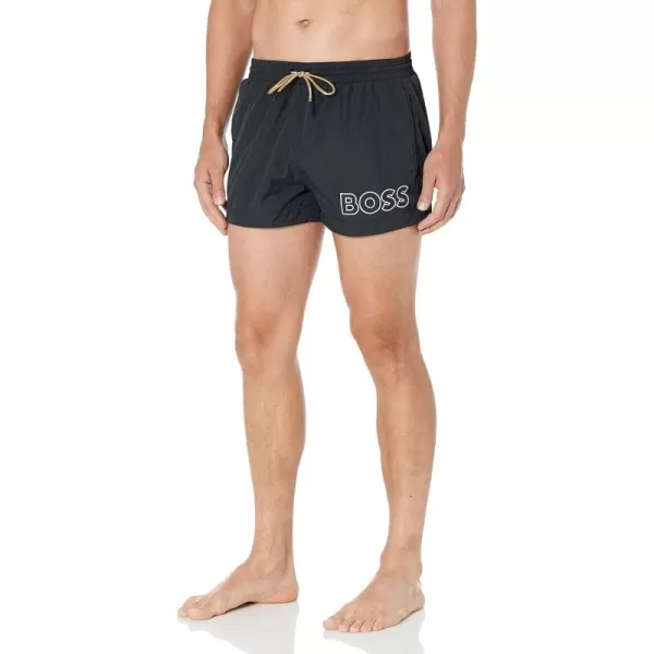 BOSS Mens Standard Big Logo Swim TrunkBlack Fog