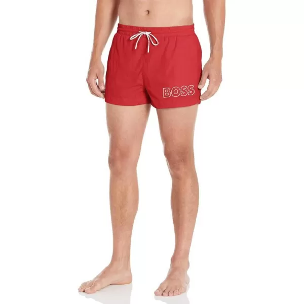 BOSS Mens Standard Big Logo Swim TrunkLipstick Red