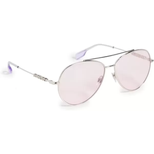 BURBERRY Womens Classic Aviator SunglassesSilver Photo Pink