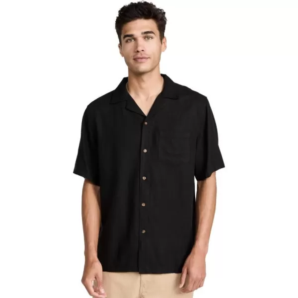 Banks Journal Brighton Short Sleeve Woven Shirt for Men Relaxed Fit Mens Casual Button Up with Chest PocketBlack