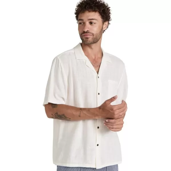 Banks Journal Brighton Short Sleeve Woven Shirt for Men Relaxed Fit Mens Casual Button Up with Chest PocketOffwhite