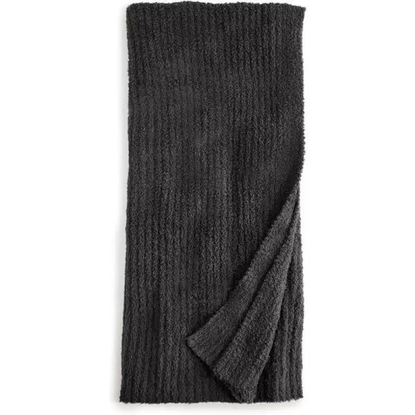 Barefoot Dreams Womens CozyChic Ribbed Throw Carbon Black Grey 54 x 7254 x 72 Carbon