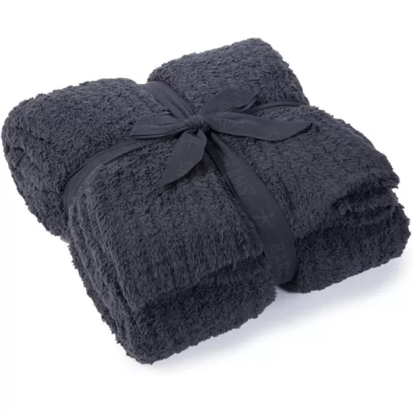 Barefoot Dreams Womens CozyChic Ribbed Throw Carbon Black Grey 54 x 72One Size Slate Blue