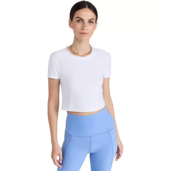 Beyond Yoga Womens Featherweight Perspective Cropped TeeCloud White