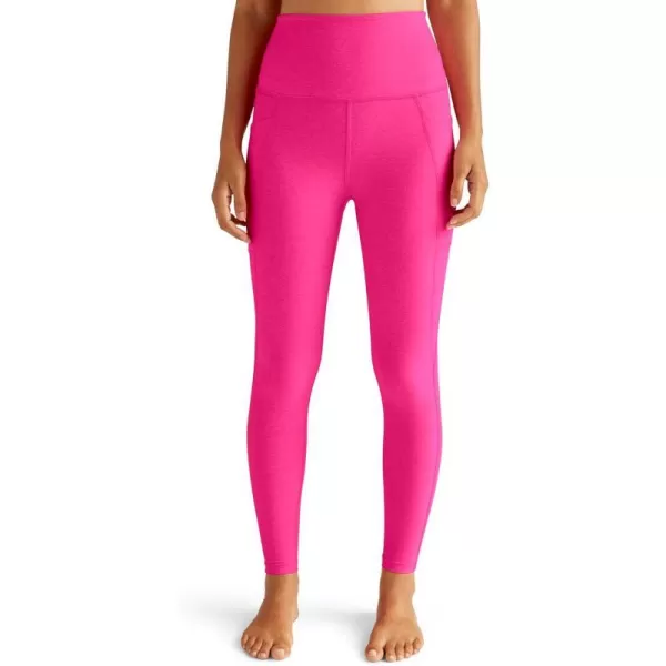 Beyond Yoga Womens Spacedye Out of Pocket High Waisted Midi LeggingsPink Punch Heather