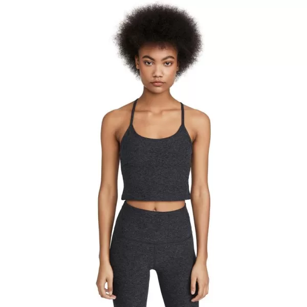 Beyond Yoga Womens Spacedye Slim Racerback Cropped Tank TopBlackCharcoal