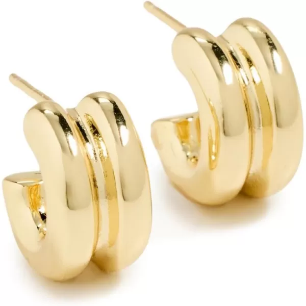 By Adina Eden Womens Double Hollow Open Hoop EarringsGold