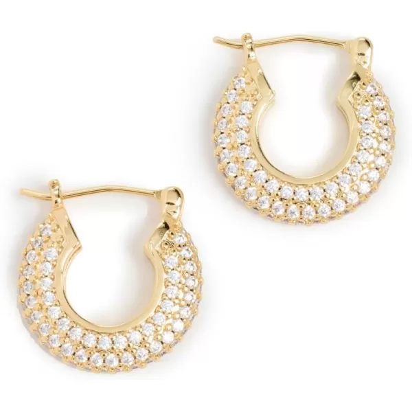 By Adina Eden Womens Mini Chunky Pave Hoop EarringsGold