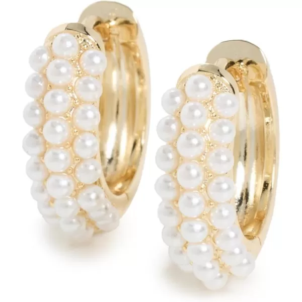 By Adina Eden Womens Multi Pearl Huggie EarringsWhite