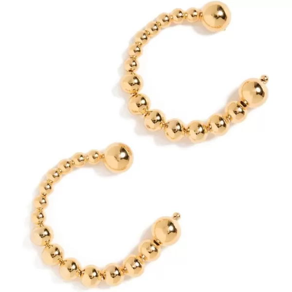 By Adina Eden Womens Solid Beaded Ball Loop Stud EarringsGold