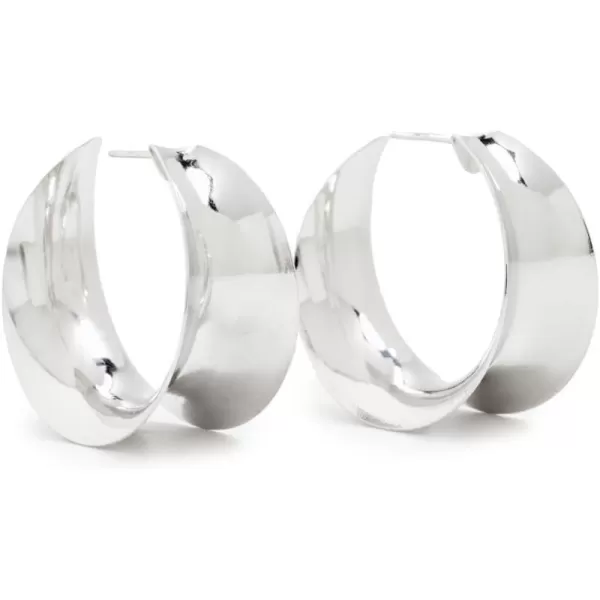 By Adina Eden Womens Solid CurvedIn Open Hoop EarringsSilver