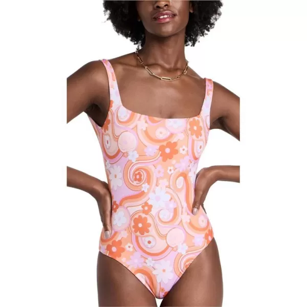 CIN CIN Womens Classic SquareNeck SwimsuitBloom