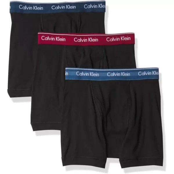 Calvin Klein Mens Cotton Classics 3Pack Boxer BriefBlack Bodies W Lacquer  Riverbed Heather  Riverbed