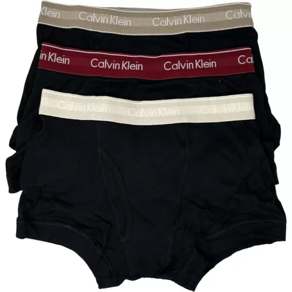 Calvin Klein Mens Cotton Classics 3Pack TrunkBlack Bodies W Tuffet Red Carpet Tapioca Wbs