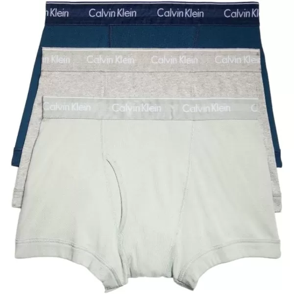 Calvin Klein Mens Cotton Classics 3Pack TrunkClassic Navy Sage Meadow Grey Heather