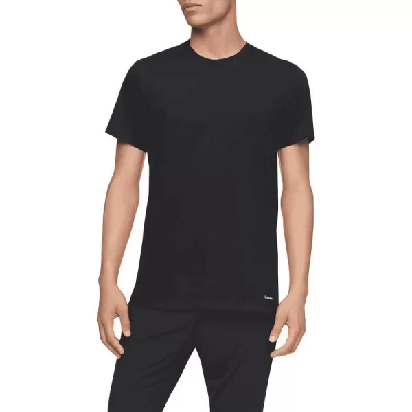 Calvin Klein Mens Cotton Classics 3Pack Undershirts3 Black  Crewneck