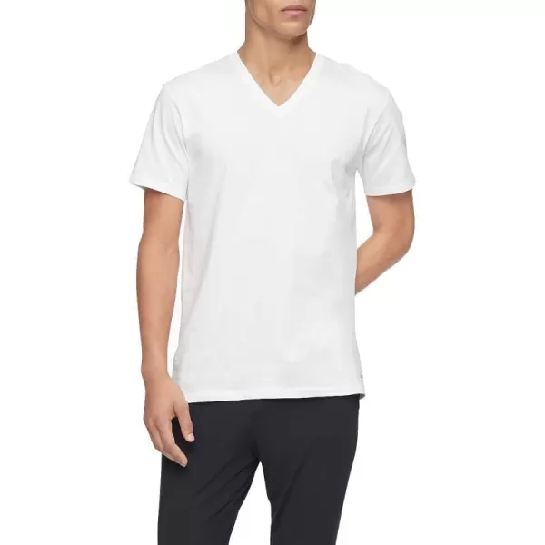 Calvin Klein Mens Cotton Classics 3Pack Undershirts3 White  Vneck