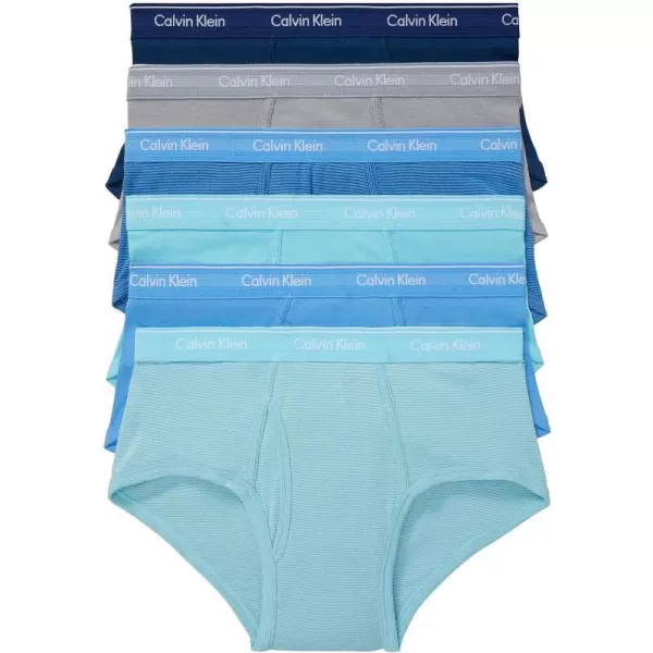 Calvin Klein Mens Cotton Classics Multipack BriefsLake Crest Blue Copenhagen Blue Stripe Copenhagen Blue Silk Blue Stripe Silk Blue Blue Marin