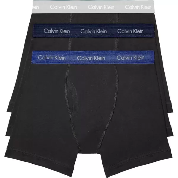 Calvin Klein Mens Cotton Stretch 3Pack Boxer BriefBlack WPhantomSpectrum BlueVaporour Gray Wbs