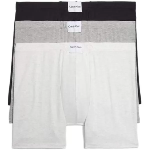 Calvin Klein Mens Cotton Stretch 3Pack Boxer BriefSnow HeatherGreyBlack