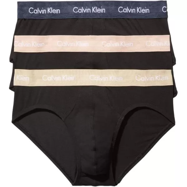 Calvin Klein Mens Cotton Stretch 3Pack Hip BriefBlack Bodies W Shoreline Clay Travertine